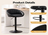 Artiss Bar Stool X2 Gas Lift Adjustable Rounded Shell Backrest PU Leather Black BA-TW-W1061-BKX2