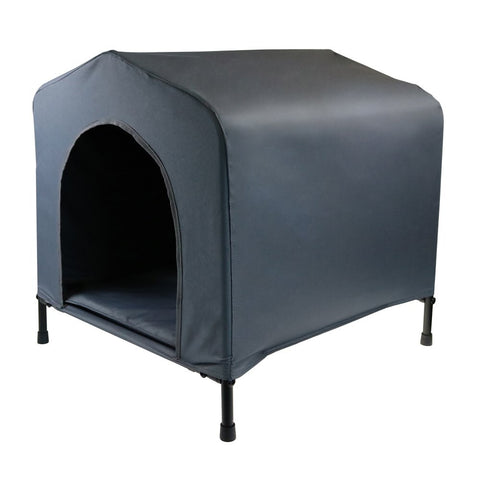 Grey M Portable Flea and Mite Resistant Dog Kennel House W Cushion V278-68397-M-ELEVATED-HOUSE