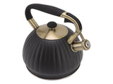 3.5L Whistling Tea Kettle, Stainless Steel Pumpkin Shape Tea Pot, Stovetop Teapot, Black V1263-JX-3010
