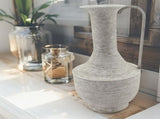 Brushed White Urn w Rounded Handle 39cm V637-19734URN