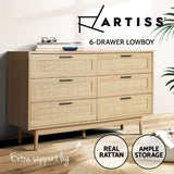 Artiss 6 Chest of Drawers - BRIONY Oak FURNI-E-RAT-CDR-6D-WD-AB