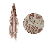 100% Cotton Fringe Throw Rug 125 x 150 cm Aztec Rust V442-MFL-THROW-AZTEC-RUST-RE