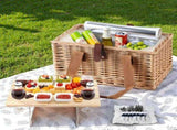 Alfresco 4 Person Picnic Basket Set with Table Blanket Cooler Wooden Insulated PICNIC-4PPL-TABLE-BG