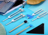 Tuning Forks Set 4 Pack 128Hz 256Hz 512Hz 528Hz with Hammer for Sound Healing Vibration Therapy V1188-TSQQ-13103-1