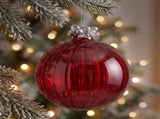 Christabelle 6 Red Glass Christmas Baubles Jewelled Top 8cm Xmas Tree Decorations Hanging Ornam 112_YAN411
