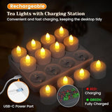 12-Pack Rechargeable LED Tea Lights, Smart Remote Control, Flameless Safe Romance, All-Scene V1232-WYLZ-001