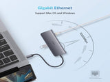 UGREEN Type C 9 in 1 Multifunction Adapter- HDMI/ VGA/Gigabit/TypeC/USB3.0 x 3/SD/TF V28-ACBUGN40873
