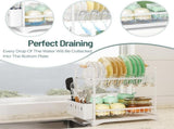 CARLA HOME 2-Tier Large Dish Drying Rack with Drainboard, Utensil Holder, Glass Hooks & Cutlery LSB-36211