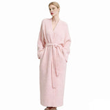 Pink Women's Ultra-Soft Plush V-Neck Cardigan Robe - Extra Thick Half-Velvet Warm Housecoat & V888-ELOSUNG49239