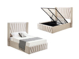 Allure Beige Velvet Gas Lift Bed - King V292-BED-ALLURE-KING-BEIGE