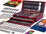 Wood color 175-Piece Deluxe Art Set with 2 Drawing Boards, Wax Crayons, Acrylic Paints, Colored V1106-MSHB175004