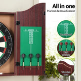 18" Dartboard Dart Board with Steel Darts Wooden Cabinet Party Game DB-BOX-18IN