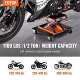 VEVOR Motorcycle Lift ATV Scissor Jack Dolly 1100 lbs Wide Deck & Hand Crank V952-MTCSJJCSB1100F505V0
