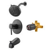 Tub and Shower Faucet Set, Complete with 127 mm Rainfall Shower Head and Bathtub Spout, 8-Setting V952-YGHLLTZHHWHW0HLVZ001V0