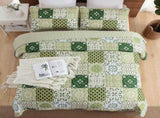 Sage Green Plaid Patchwork Garden Bedspread Coverlet 3 Piece Set V745-AC081375Q13U
