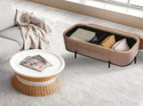 La Bella Coffee Table Storage Ottoman - Velvet Blanket Box Bench DEMI - CAMEL BEIGE V274-FT-BL-241023KE-LBN