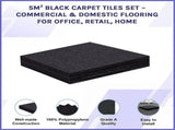 5m Black Carpet Tiles Set Commercial & Domestic Flooring for Office, Retail, Home V63-952971