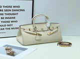 2025 - Euro-american Elegant Lychee Leather Shoulder Bag- Birkin 25-milky White V1192-D67