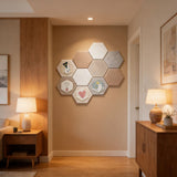 Hexagon Cork Felt Bulletin Board Tiles Self Adhesive Wall Pin Board with 40 Pushpins for Home Office V1369-AZ3-W-10355