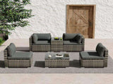 Outdoor Modular Lounge Sofa with Wicker End Table Set V264-OTF-530S-LGR-OTF-507-LGR