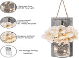 Rustic Mason Jar LED String Lights with Silk Hydrangea, Set of 2 V1263-JX-5075
