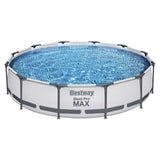 Bestway Swimming Pool 366x76cm Steel Frame Round Above Ground Pools w/ Filter Pump 6473L BW-POOL-366CM-56417