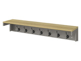 Levede Coat Rack Wall Mounted Shelf 7 Double Hooks Storage Entryway Hallway Grey DH1050-GY-AU