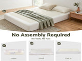 Artiss Compression Bed Frame Queen Size No Assembly Vacuum High Density Sponge Boucle Cream White BED-FOAM-BASE-Q-WH