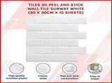 Tiles 3D Peel and Stick Wall Tile Subway White V63-836591