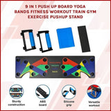 9 in 1 Push Up Board Yoga Bands Fitness Workout Train Gym Exercise Pushup Stand V63-832261