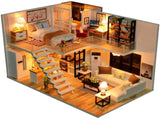 Dollhouse Miniature with Furniture Kit Plus Dust Proof and Music Movement - M9 V178-13554