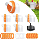 Chicken Feeder No Waste 6 Ports Automatic Poultry Feeder with 6Pcs Stopper & 1 Hole Saw, V1370-AZ4-04936