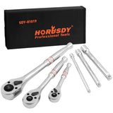 Mini Ratchet Spanner 1/2 3/8 1/4 Drive 90 Tooth Extension Bar Workshop With Bag V465-81019