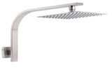 Brushed Nickel Silver Square 8" Rain Shower Head & Brass Gooseneck Wall Arm Set V1233-A602NKSS108N