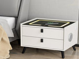 Artiss Smart Bedside Table 2 Drawers with Wireless Charging Ports LED White AIKA FUR-X-BS-LED-01-WH