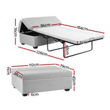 Artiss Ottoman Storage Sofa Bed 112cm Foldable Grey OTM-RTA-06-BED-GY