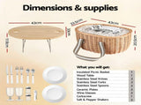 Alfresco 2 Person Insulated Picnic Basket Set with Foldable Wood Table PC-TB-2P-ROU