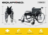 EQUIPMED Extra-Wide Folding Wheelchair, Aluminium Frame, 150kg Capacity, 24 Inch Wheels, Park V219-HELWLCEQW31A
