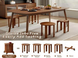 Stackable Wooden Stools Set of 4,Bar Stools Dining Chair with Movable Base,Nesting Side Tables V1337-NO-49UV-AIZP
