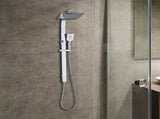 WELS 10" Rain Shower Head Set Square Dual Heads High Pressure with Handheld in Chrome V63-848011
