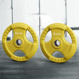 Everfit Weight Plates Standard 20kgx2 Dumbbell Barbell Plate Weight Lifting Home Gym Yellow FIT-K-DB-PL-SET-40KG