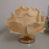 Dimmable Rose Shape Table Lamp - Romantic Floral Ambient Light with Metal Base for Bedroom, Living V1107-124-29620-WHT