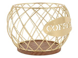 Coffee Pod Holder Iron Large Capacity Stylish Look Easy Access Wooden Base Coffee Pod Storage V1294-YM0901-3118240273212