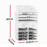 Embellir Makeup Case Acrylic Cosmetic Organizer Storage Box Jewellery Holder CASE-STAND-PLS-12DRAWER-TP