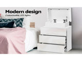 Artiss 2X Bedside Table LED 3 Drawers - COLEY White FURNI-O-LED-BS-3D-WHX2