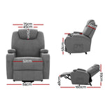 Artiss Recliner Chair Lift Assist Heated Massage Chair Velvet Milio RECLINER-L2-LIN-GY-AB