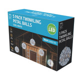 LED Twinkle Petal Balls 10cm 5-Pack Cool-Warm White or Multicolor - Multicolor V720-XL0992