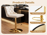 Artiss 1x Bar Stool Counter Chair Kitchen Adjustable Nailhead Trim Velvet Ivory BA-K-1105-IV