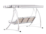 Gardeon Outdoor Swing Chair Garden Bench Furniture Canopy 3 Seater White Grey GSC-BST-3S-WHGR