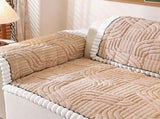 Boho Plush Couch Cover Fuzzy Accent Soft Couch Mat with Geometric Textured Slipcovers Washable V1192-AZ-W-33663